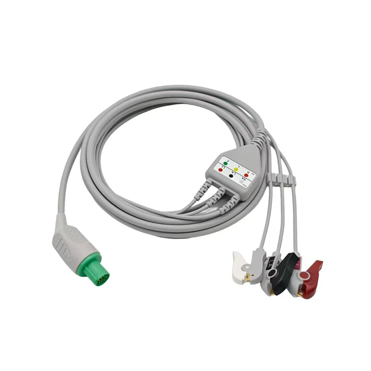 Hellige 10-Pin 3-Lead Elbow ECG/EKG Cable