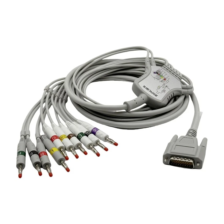 Zoncare 15-Pin 10-Lead ECG/EKG Cable