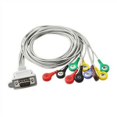 DMS 10 свинца ЭКГ Холтер Кабель Snap Plug для ЭКГ Холтер ЭКГ Кабель